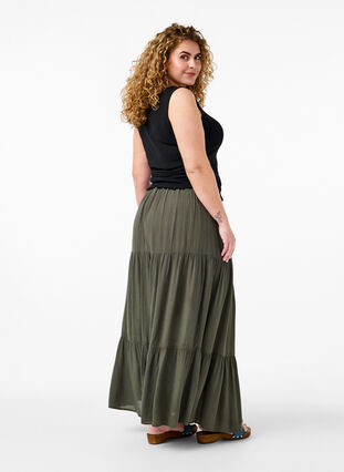 Lang nederdel med elastik i taljen, Thyme, Model image number 1