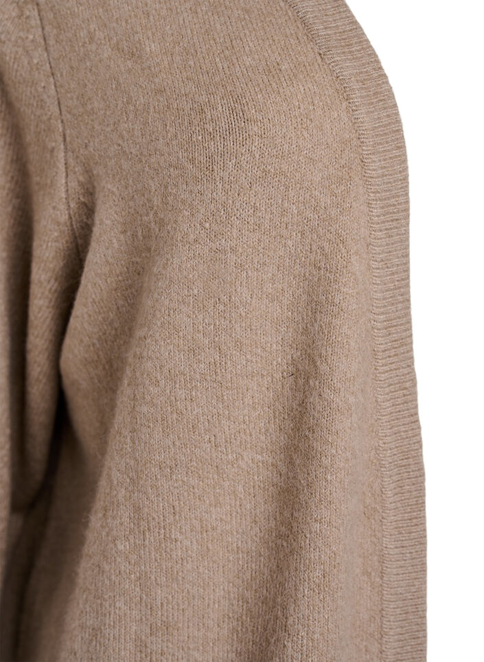 Meleret strik cardigan med lommer, Beige, Packshot image number 2