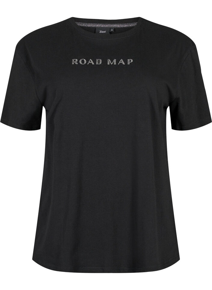 T-shirt i &oslash;kologisk bomuld med similisten, Black, Packshot image number 0