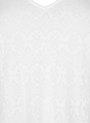 Blondekjole med v-hals og lange ærmer, Bright White, Packshot image number 2