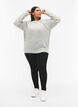 Meleret strikbluse med perleknapper, Light Grey Melange, Model image number 2