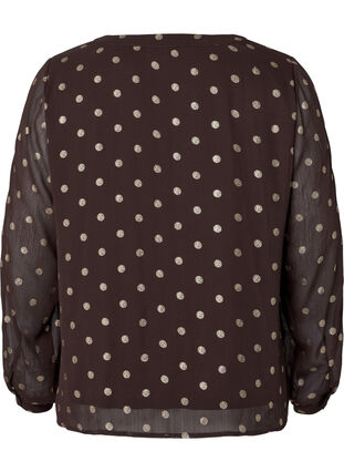 Printet bluse med v-udskæring, Fudge/Gold Dots, Packshot image number 1