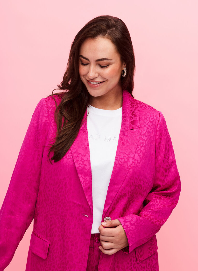 Tone-i-tone jacquard blazer i viskose, Rose Violet, Model image number 2