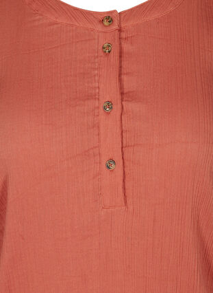 Bomulds kjole med knapper og 3/4 ærmer, Rust As Sample, Packshot image number 2