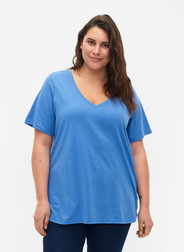 FLASH - T-shirt med v-hals, Ultramarine, Model image number 0