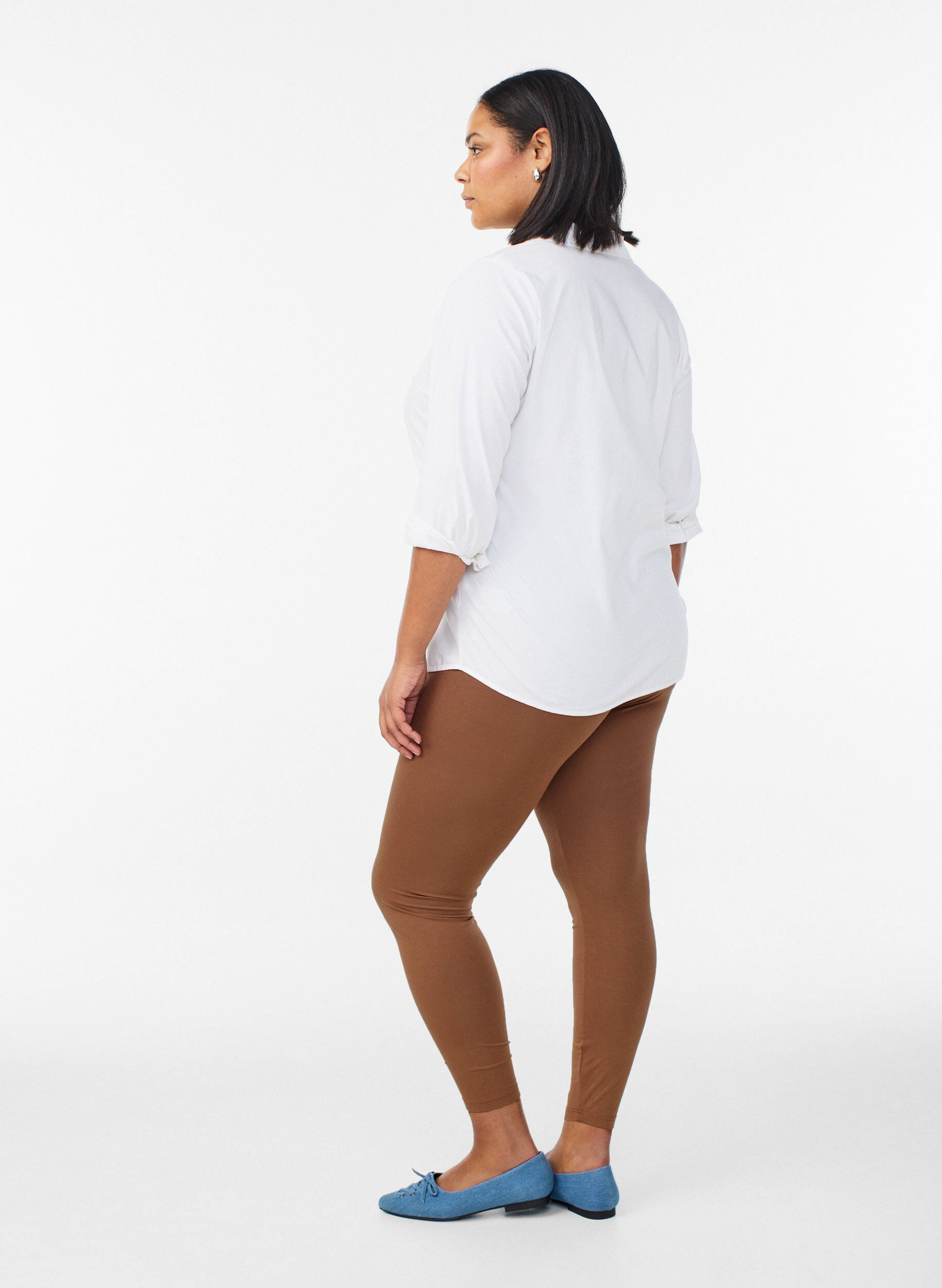 ZizziBasis leggings i viskose, Brun, Model image number 2