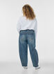 Barrel fit jeans med slidt vask, Bl&aring;, Model image number 1