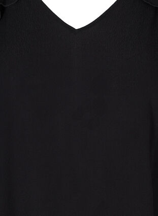 Viskose bluse med blonder og 3/4 ærmer, Black, Packshot image number 2