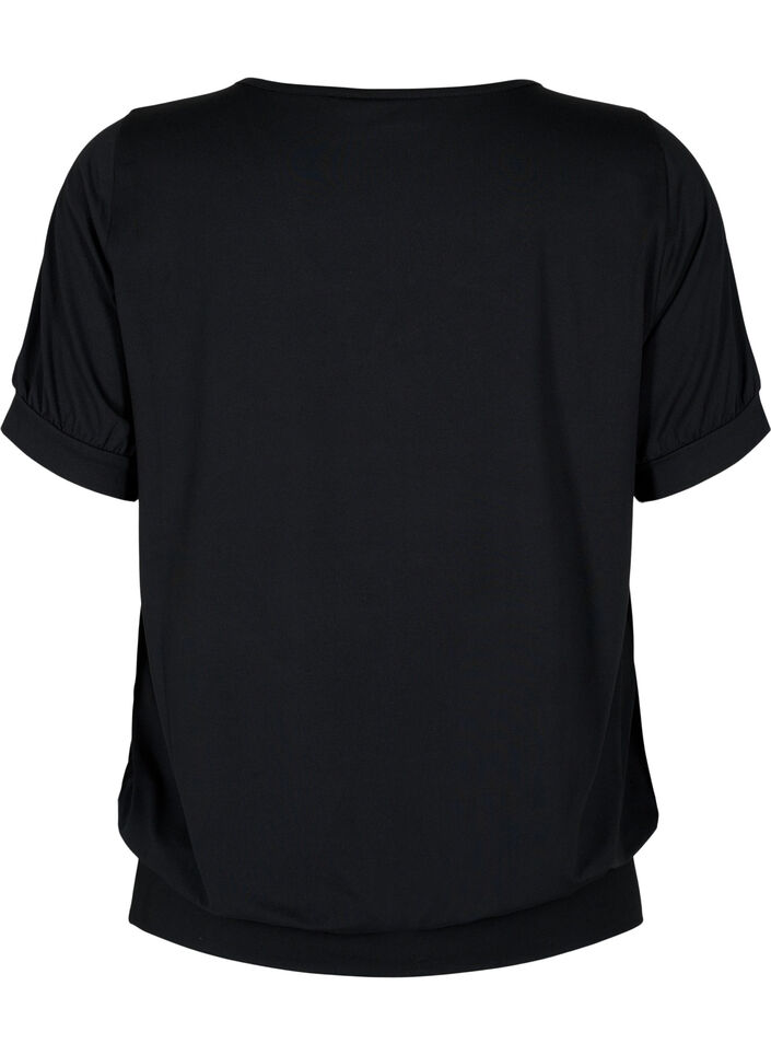 Ensfarvet trænings t-shirt med v-hals, Black, Packshot image number 1