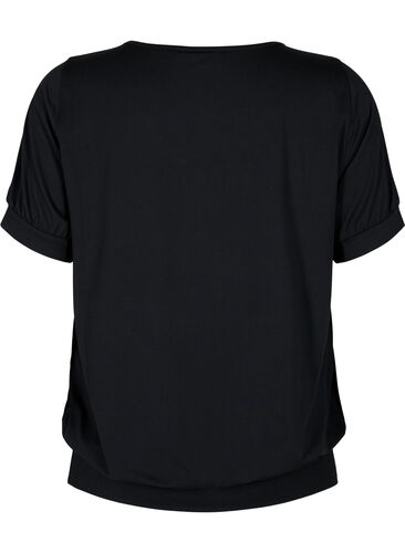 Ensfarvet trænings t-shirt med v-hals, Black, Packshot image number 1