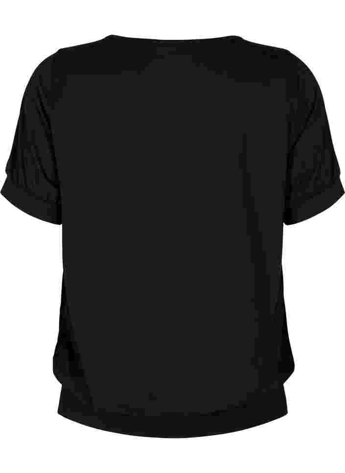 Ensfarvet trænings t-shirt med v-hals, Black, Packshot image number 1