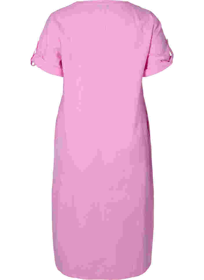 Lang skjortekjole med korte ærmer, Begonia Pink, Packshot image number 1