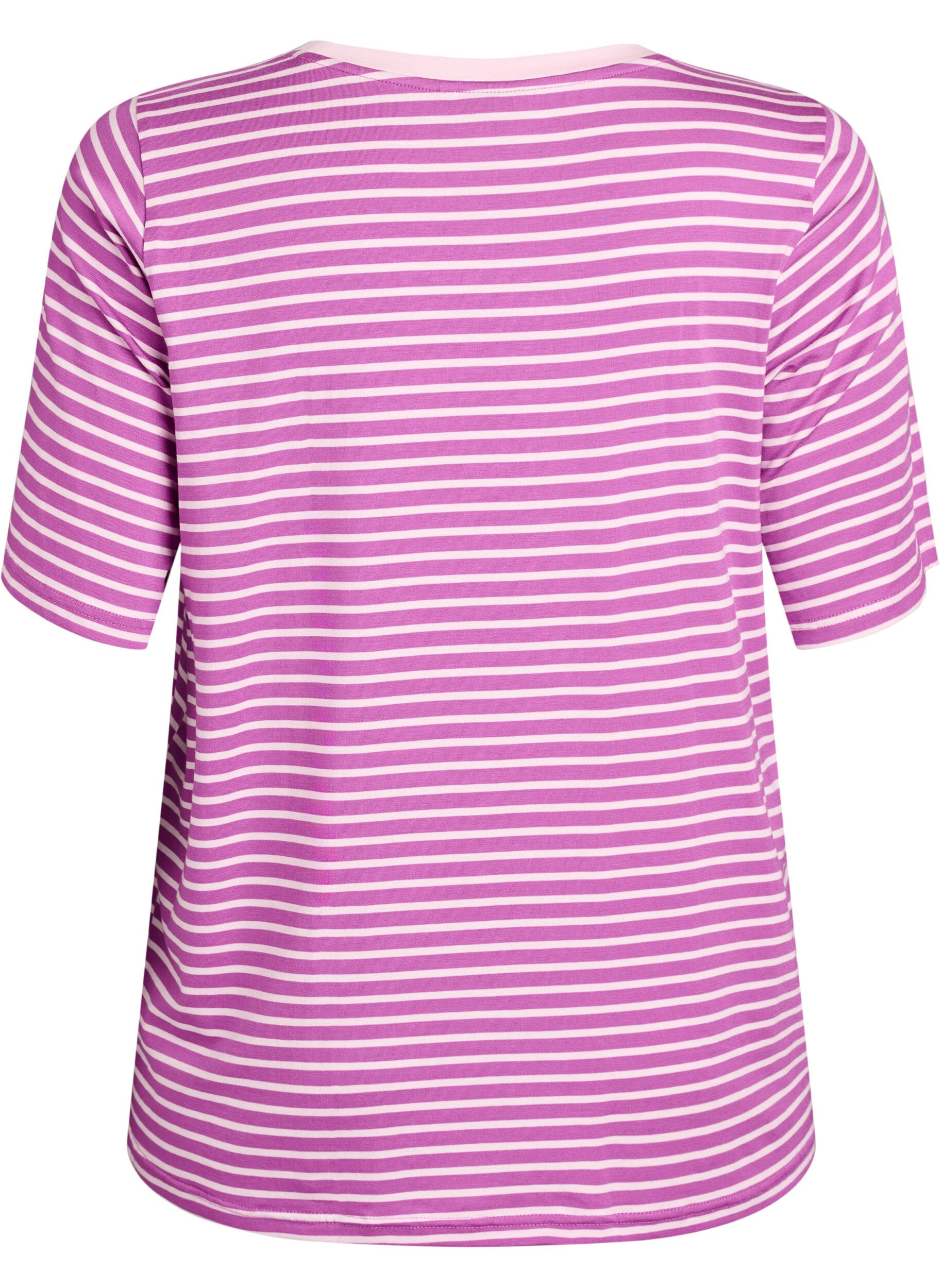 ZizziT-shirt med TENCEL&trade; Lyocell og striber, Lilla, Packshot image number 1