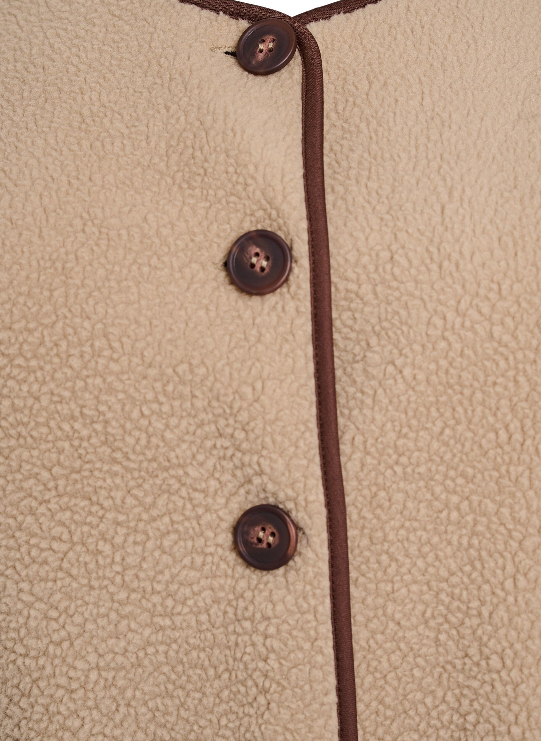 Zizzi Vest i teddyfleece med kontrastkanter, Beige, Packshot image number 2