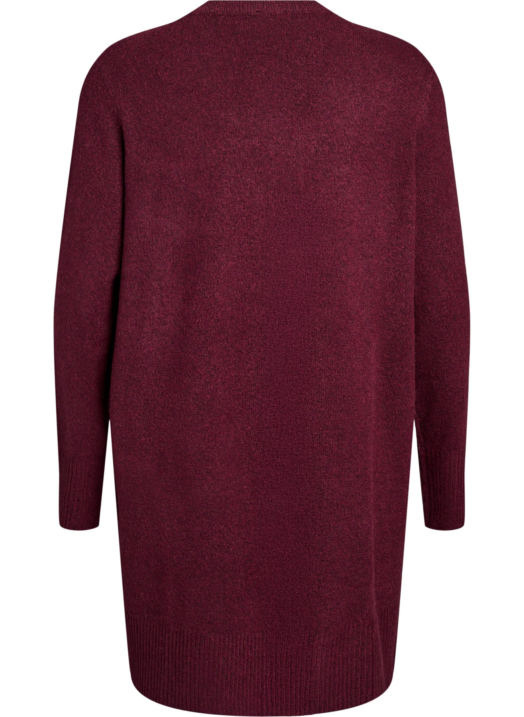 ZizziMeleret strik cardigan med lommer, R&oslash;d, Packshot image number 1