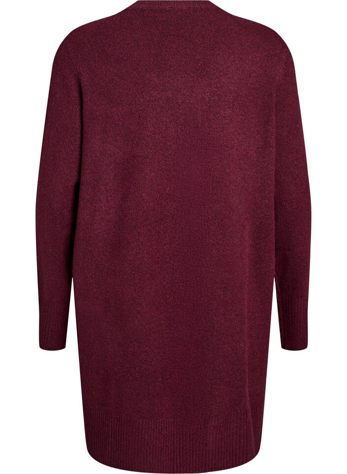 Meleret strik cardigan med lommer, R&oslash;d, Packshot image number 1