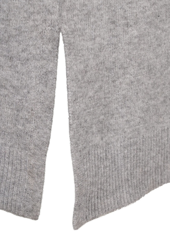 Lang strikcardigan med lommer, Light Grey Melange, Packshot image number 4