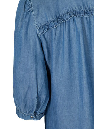 Denim tunika med krave og knaplukning, Blue denim ASS, Packshot image number 3