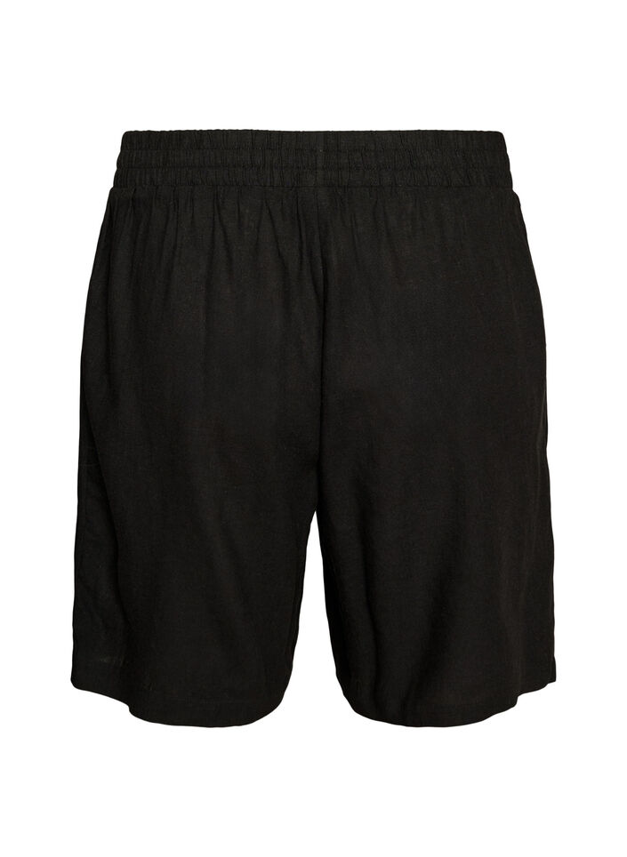 Shorts i h&oslash;r og viskose med h&oslash;j talje, Sort, Packshot image number 1