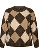 Strikbluse med argylem&oslash;nster og rhinsten, Brun, Packshot image number 0
