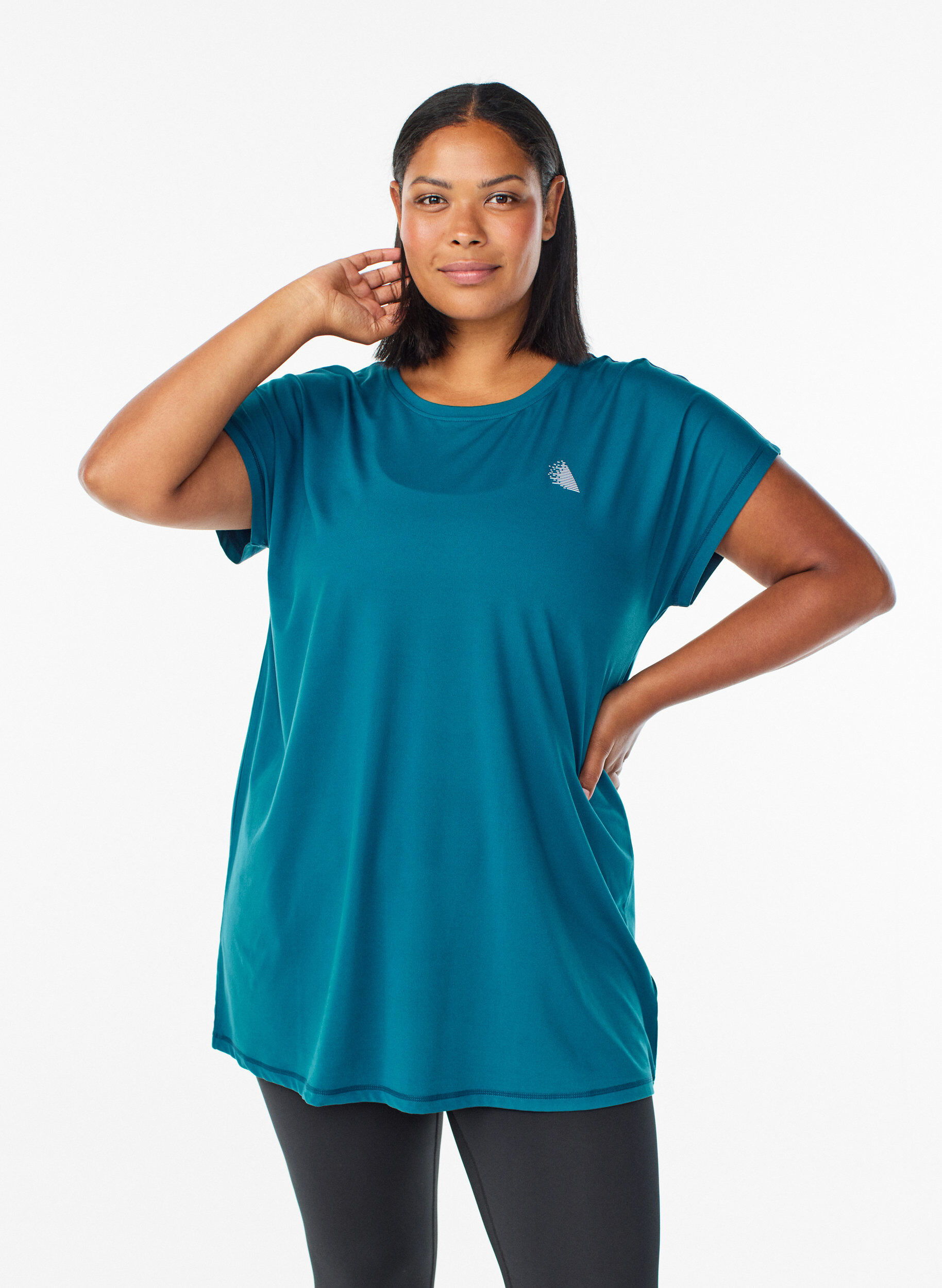 Lang tr&aelig;nings t-shirt, Bl&aring;, Model