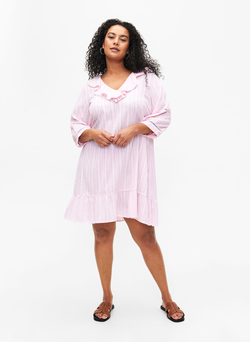 Kjole i bomulds-viskose mix med 3/4 ærmer, Almond Blossom, Model image number 2