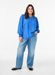 Viskosebluse med smock og rynkedetaljer, Bl&aring;, Model image number 1