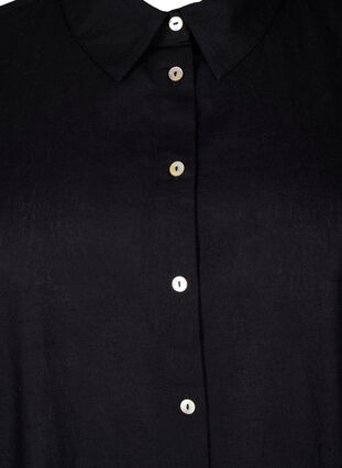 Lang skjorte i bomuldsmix med hør , Black, Packshot image number 2