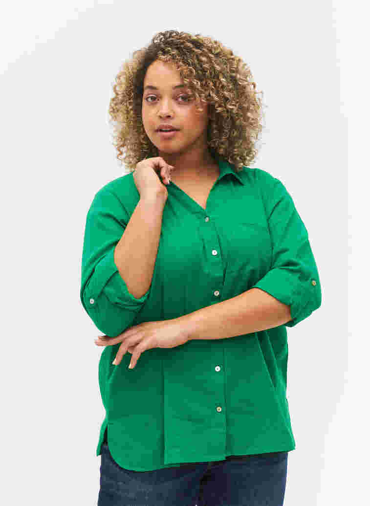 Skjortebluse med knaplukning, Jolly Green, Model