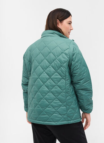 Quiltet letvægts jakke med lynlås og lommer , Sagebrush Green, Model image number 1