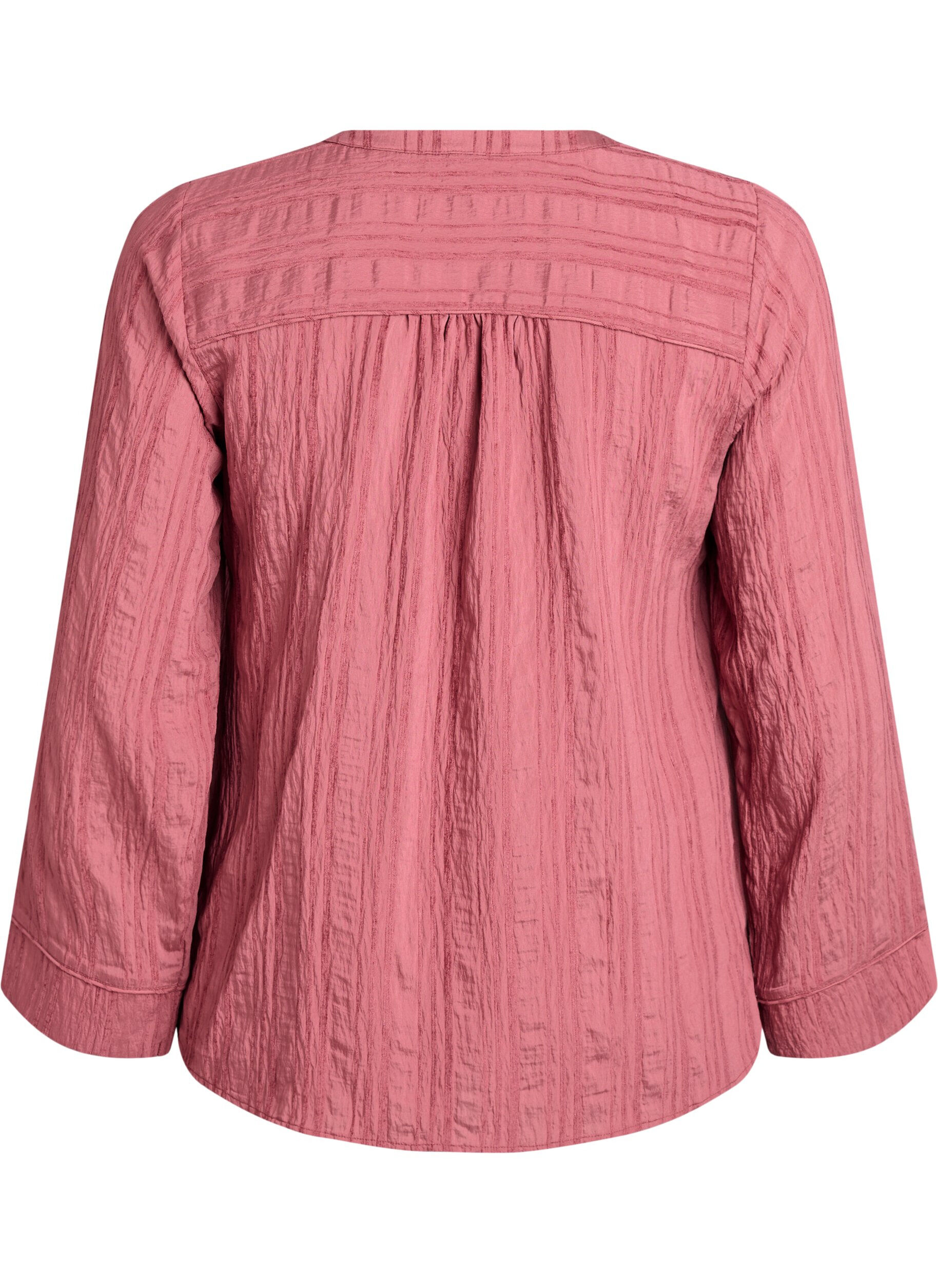 Zizzi Bluse med tone-i-tone struktur og knapper, Lyser&oslash;d, Packshot image number 1