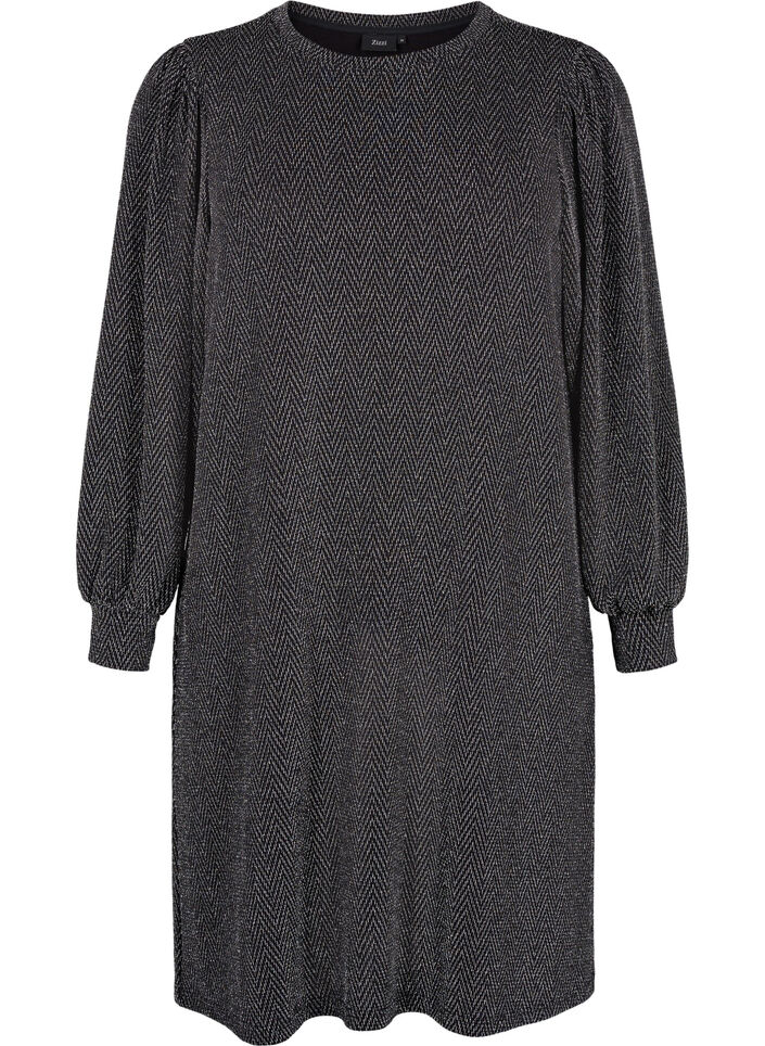 Kjole med zigzag mønster og glimmer, Silver ZigZagShimmer, Packshot image number 0