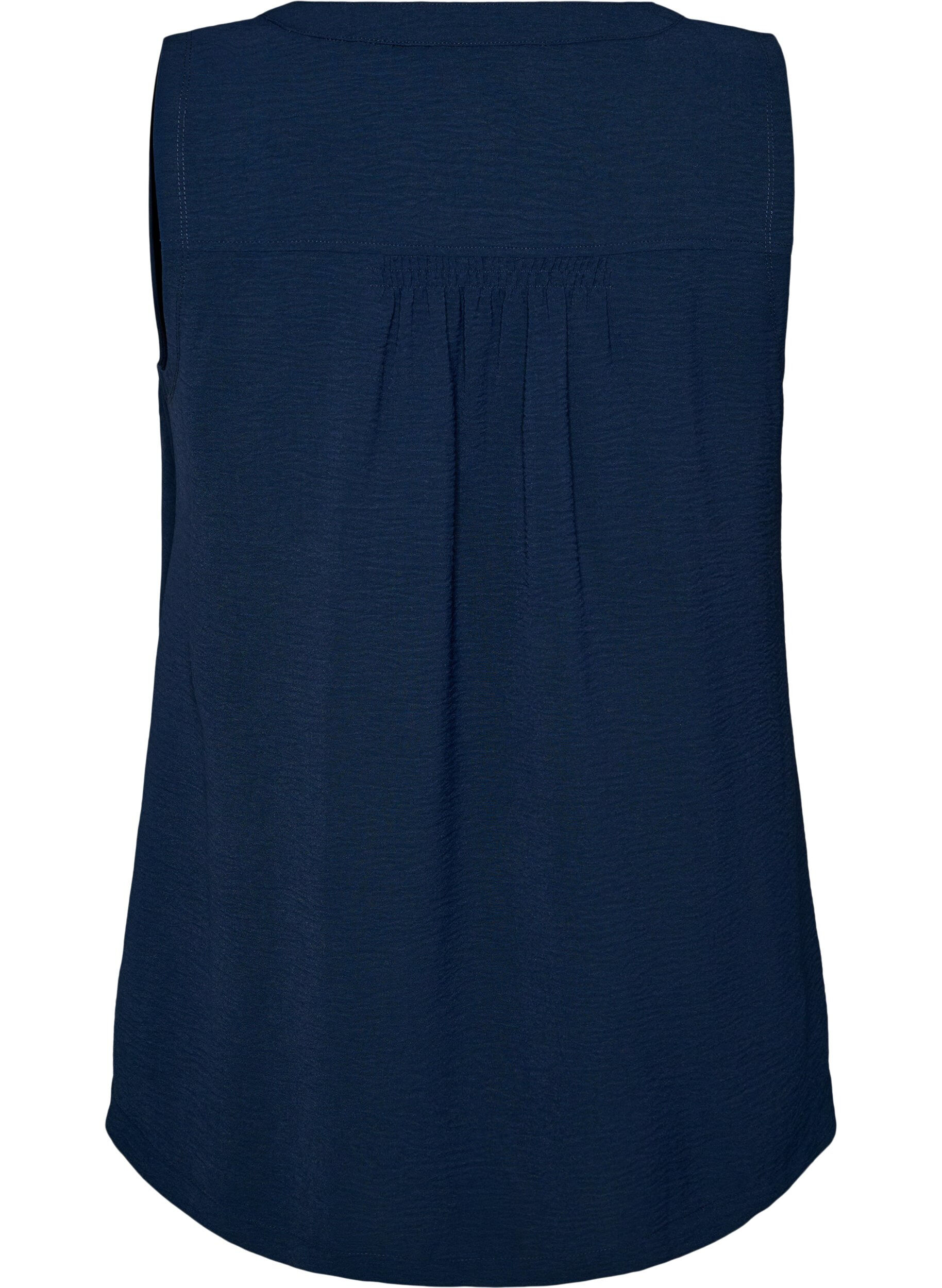 Zizzi&AElig;rmel&oslash;s top med rynkedetaljer, Bl&aring;, Packshot image number 1