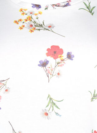 T-shirt i økologisk bomuld med blomsterprint, Bright W. AOP Flower, Packshot image number 2