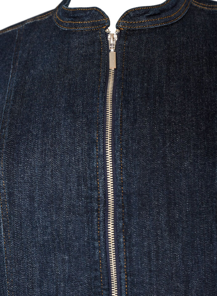 Figursyet denimjakke med lynl&aring;s, Bl&aring;, Packshot image number 2