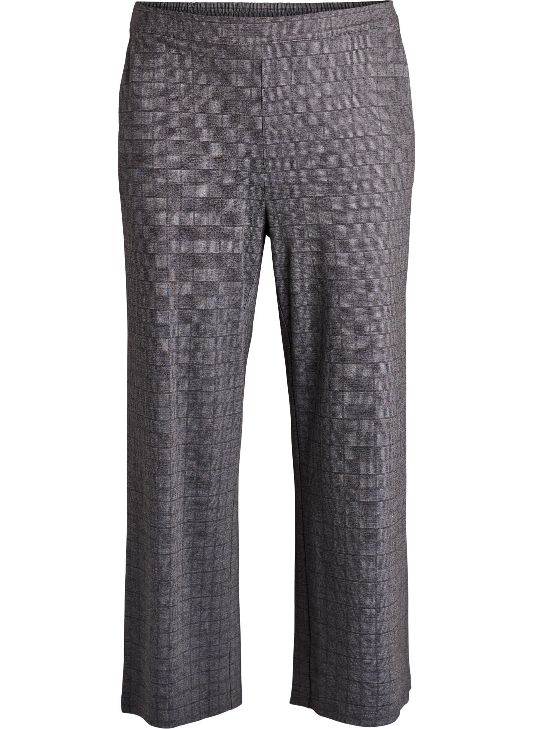 Bukser med ternet m&oslash;nster og brede ben