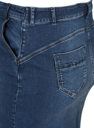 Denim nederdel med slids, Dark blue denim, Packshot image number 3