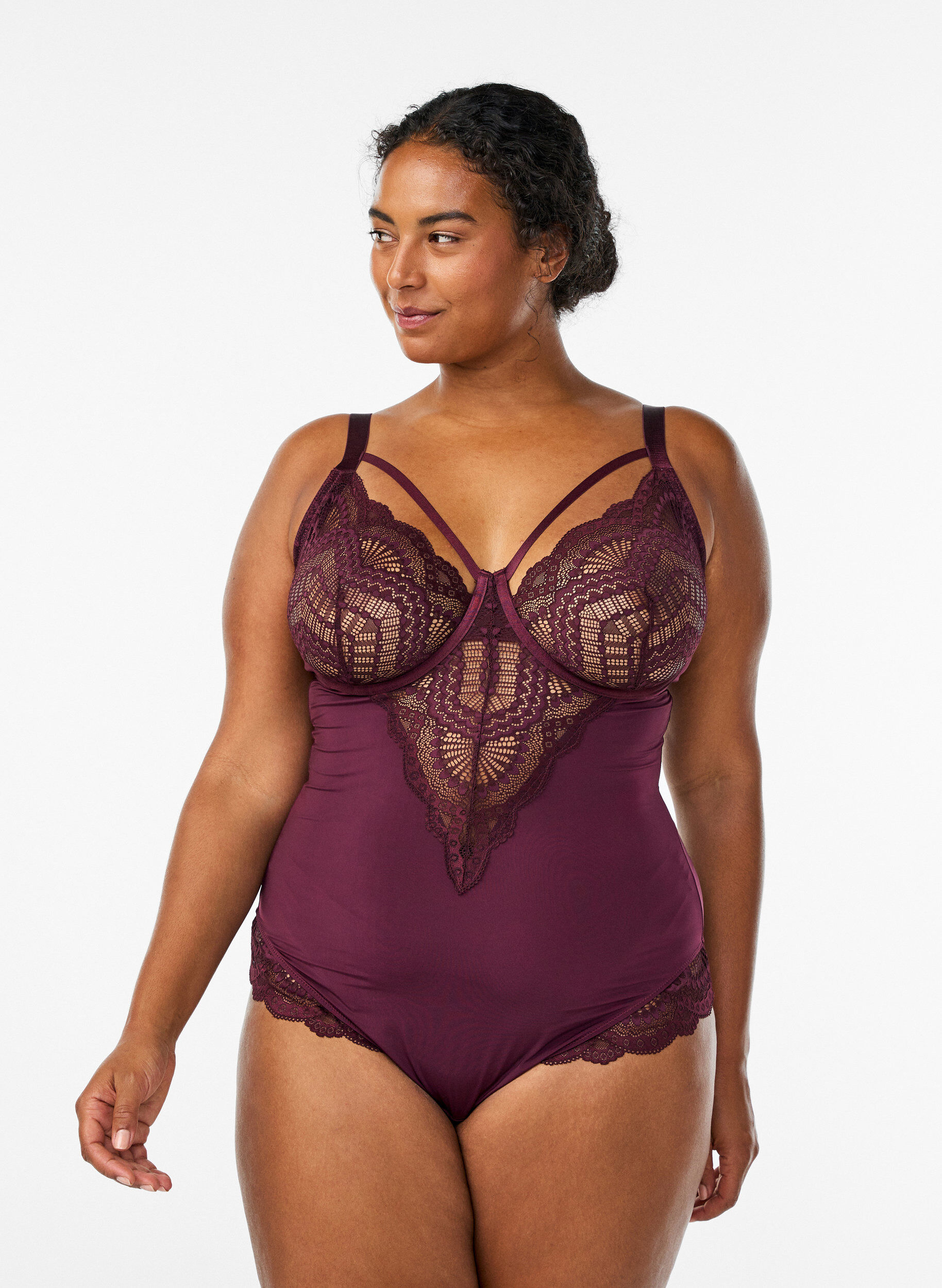 ZizziBlonde body med b&oslash;jle og stropdetalje, R&oslash;d, Model image number 0