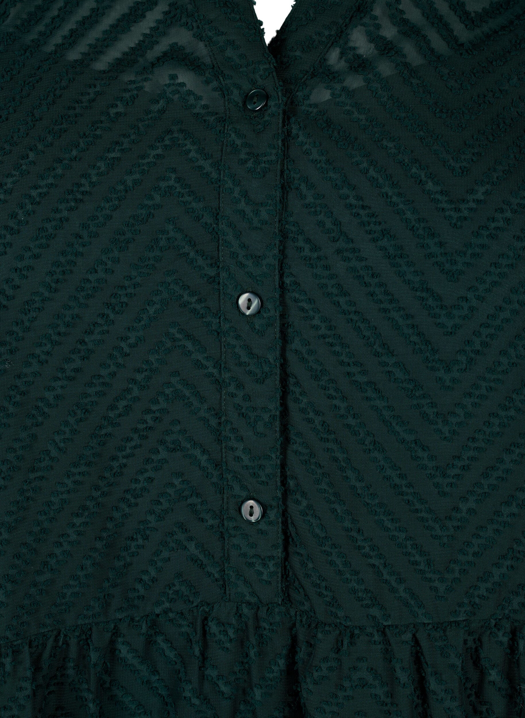 Zizzi Kort kjole med tekstur og fl&aelig;sekrave, Scarab, Packshot image number 2