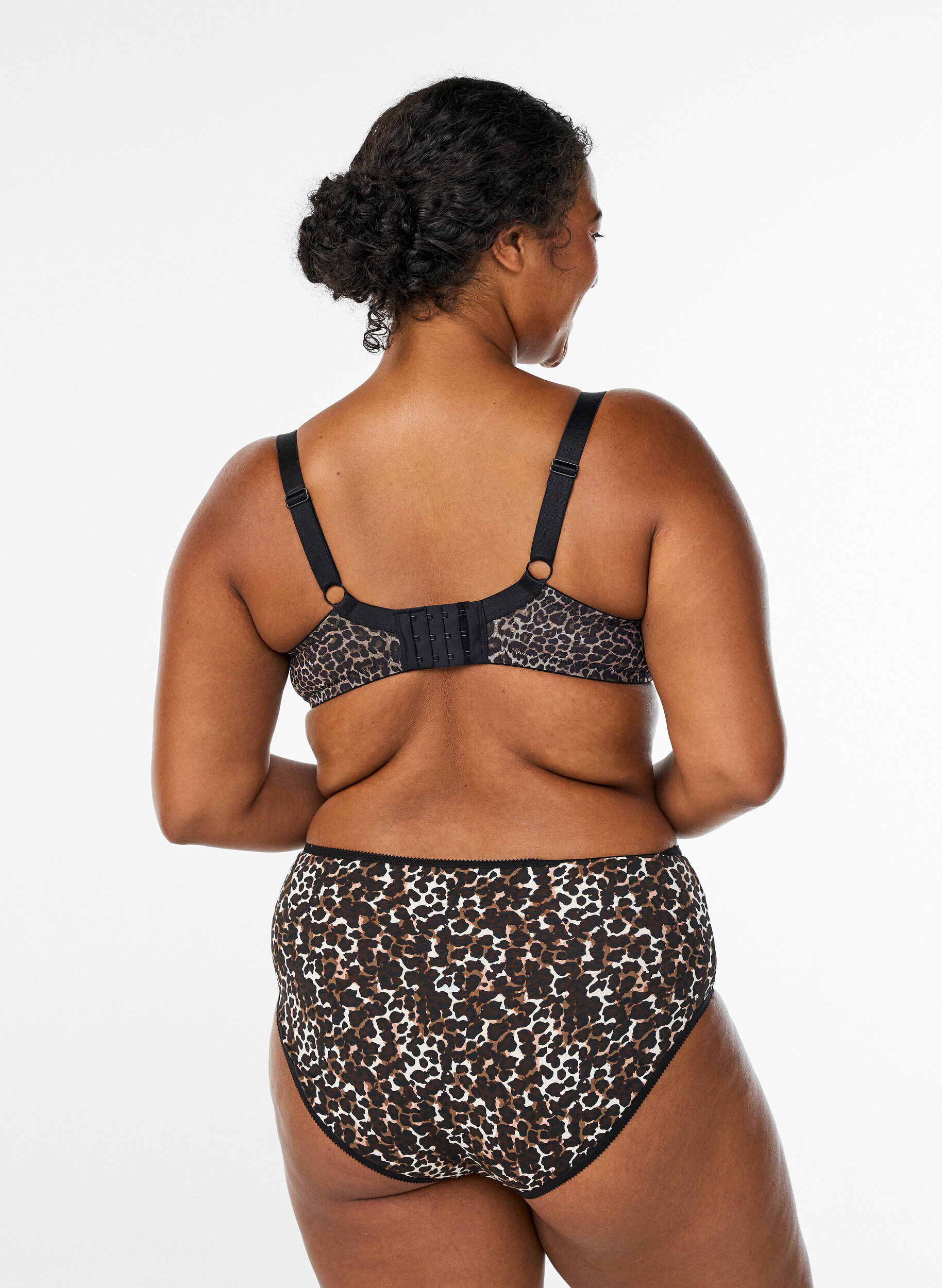 Zizzi Formst&oslash;bt bh med leopardm&oslash;nstret mesh, Brun, Model image number 2