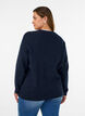 Meleret strikbluse med rund hals, Bl&aring;, Model image number 2