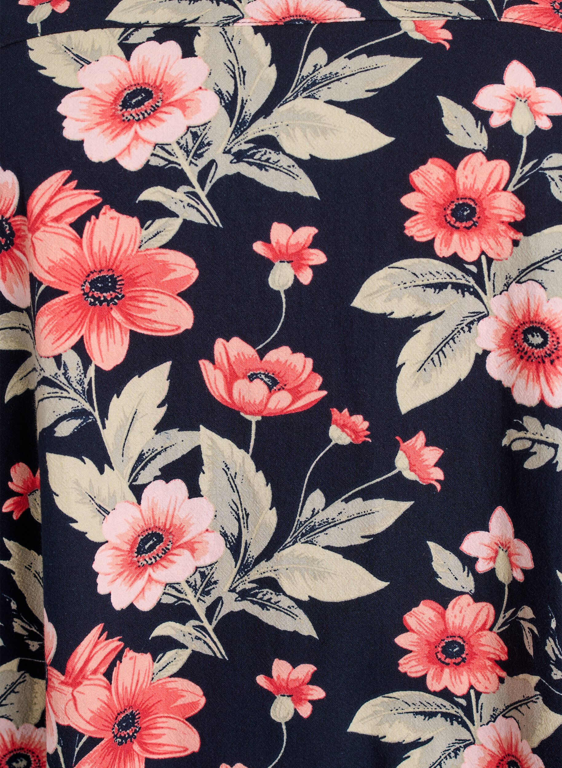 Zizzi Kort&aelig;rmet bomuldskjole med print, Bl&aring;, Packshot image number 2