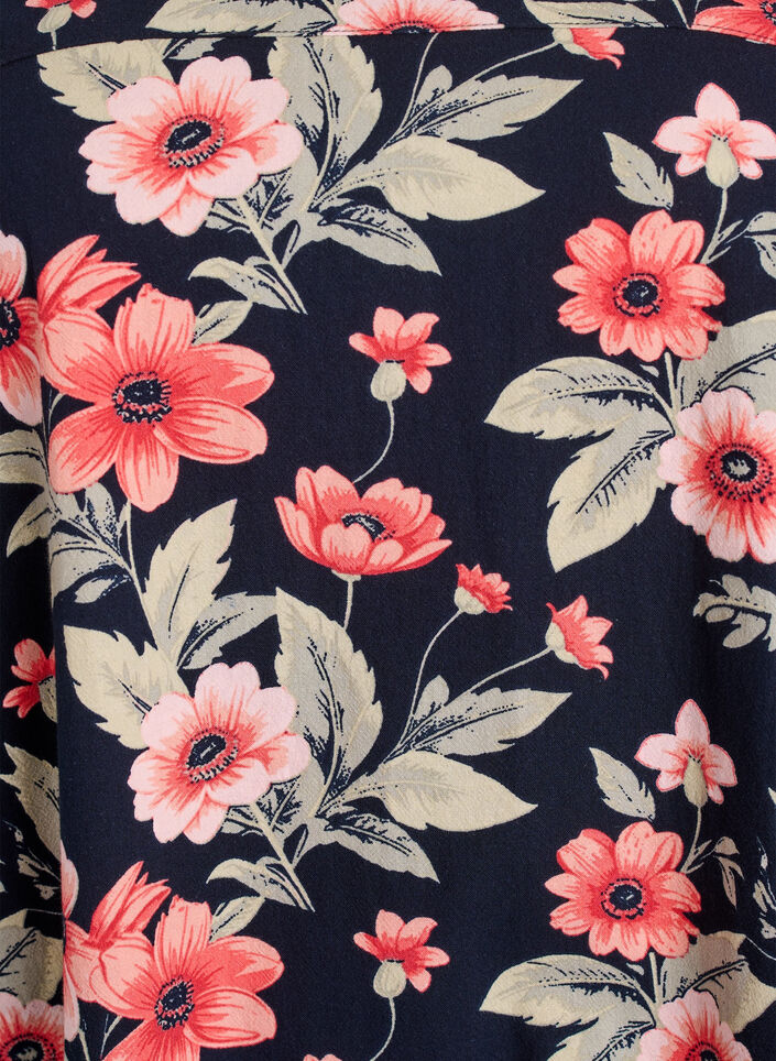 Kort&aelig;rmet bomuldskjole med print, Bl&aring;, Packshot image number 2