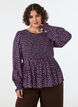 Bluse med smockoverdel og blomsterprint, Bl&aring;, Model image number 2