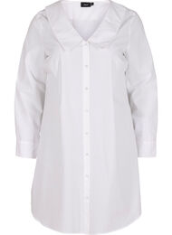 Lang skjorte i bomuld med stor krave, Bright White