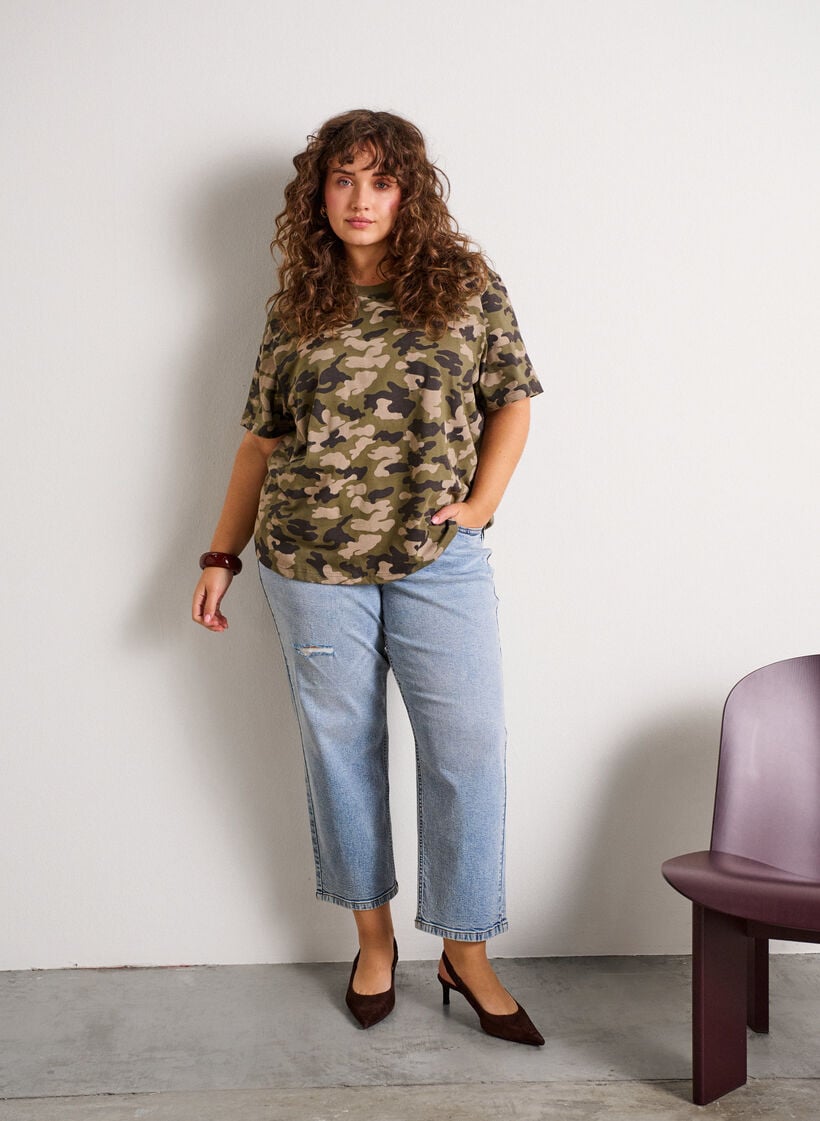 Cropped Vera jeans med sliddetaljer, Bl&aring;, Model image number 0