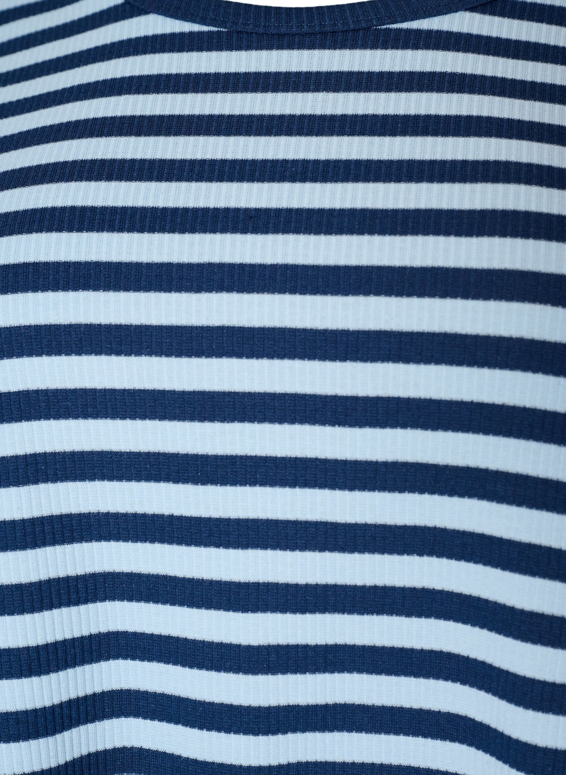ZizziLang&aelig;rmet natbluse i rib jersey med striber, Bl&aring;, Packshot image number 2