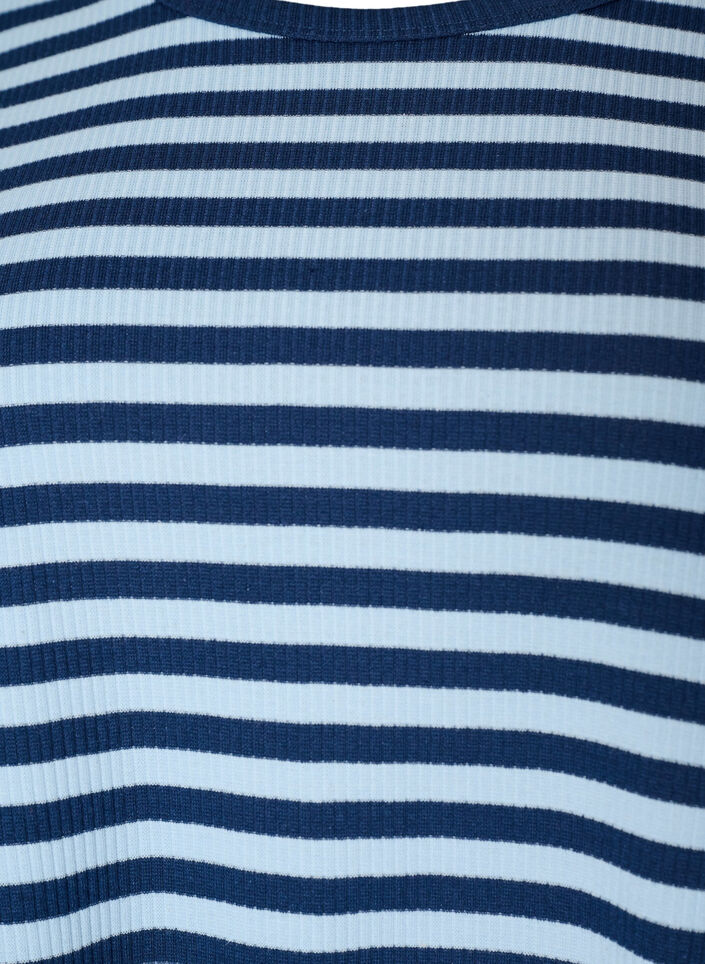 Lang&aelig;rmet natbluse i rib jersey med striber, Bl&aring;, Packshot image number 2