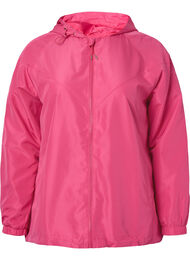 Kort jakke med hætte og justerbar bund, Hot Pink