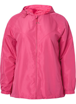 Kort jakke med hætte og justerbar bund, Hot Pink, Packshot image number 0